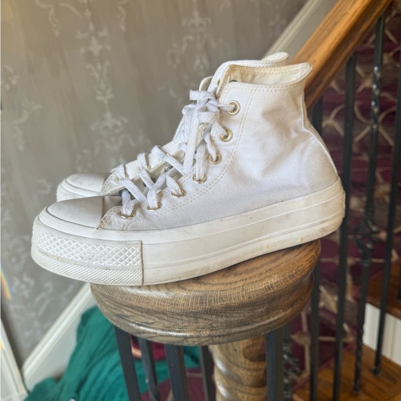 Converse Chuck Taylor All-Star ladies platform high tops white good condition  7 - Picture 5 of 7